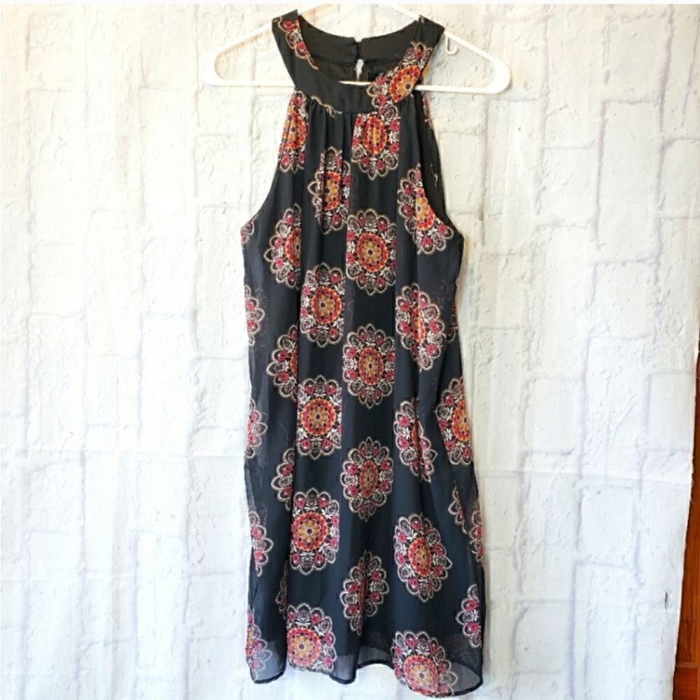CRYSTAL SKY Sleeveless Boho Halter-style Dress